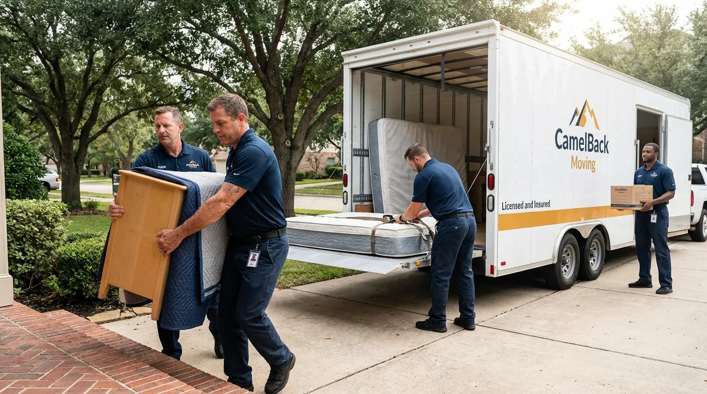 Crew loading residential truck for cross-state move from Scott City, KS