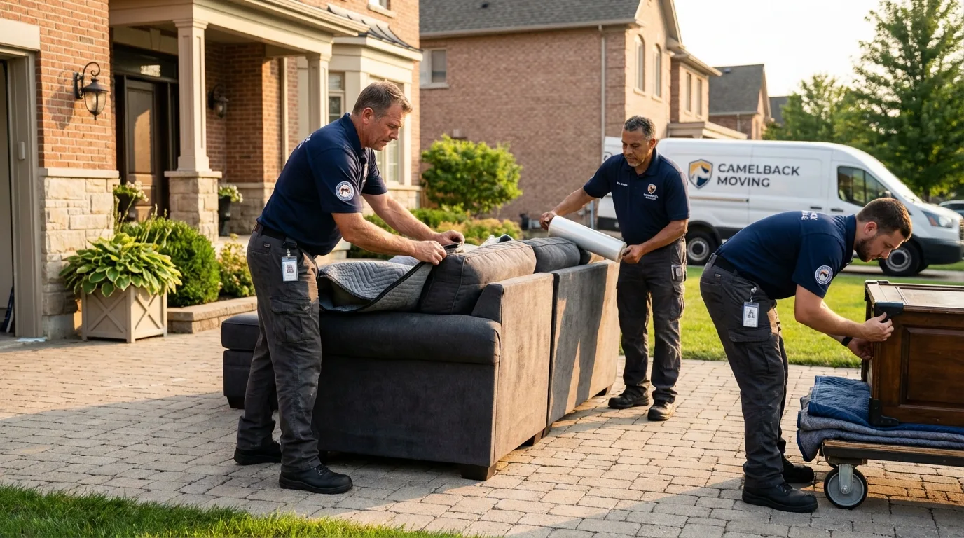 Large estate moving crew wrapping furniture in Scott City, KS